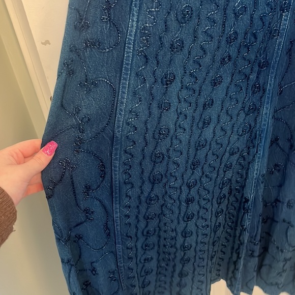 Flowy Sapogee blue Vintage embroidered dress size small - Picture 2 of 5